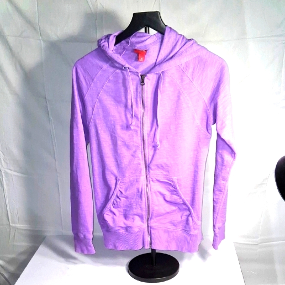 Merona Size Med. Flashy Lightweight Purple/Fuschia Barbiecore Full Zip Hoodie